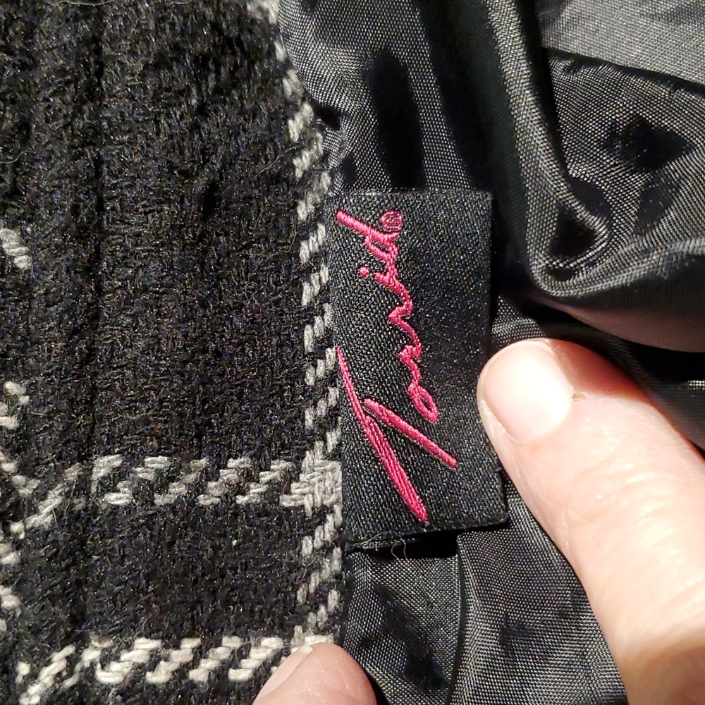 Torrid Black Houndstooth Plaid Double-Breasted Pea Coat - Picture 12 of 12